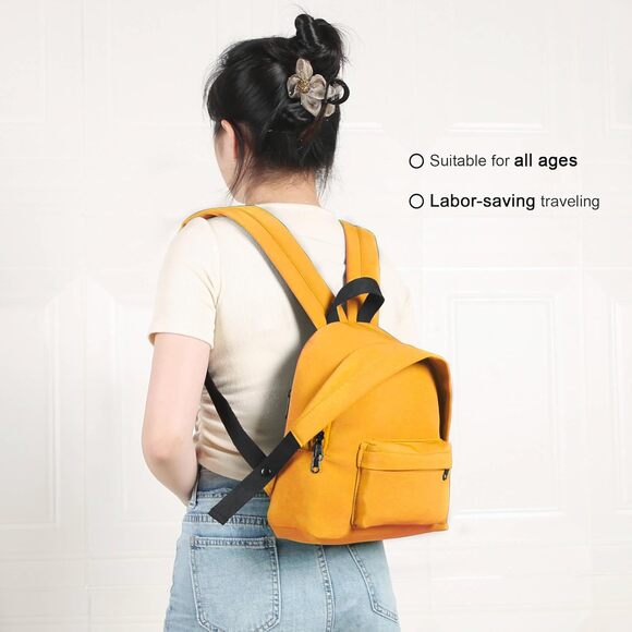 New Bright Yellow Canvas Mini Backpack | Lightweight School, Travel, or Day Pack - Picture 4 of 4